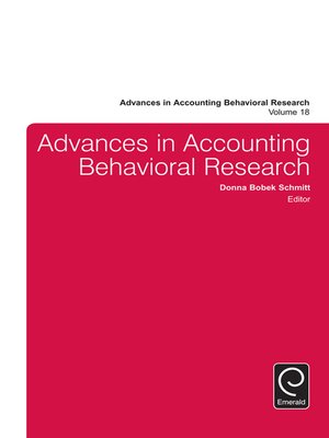 cover image of Advances in Accounting Behavioral Research, Volume 18